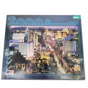 Buffalo Games Vegas Baby! Jigsaw Puzzle 2000 Pieces Las Vegas Strip Casinos New